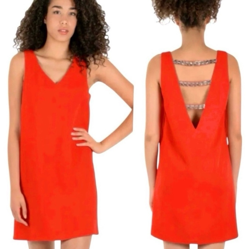 Molly Bracken Red Back Cross Sparkle Dress Size Small NWT
